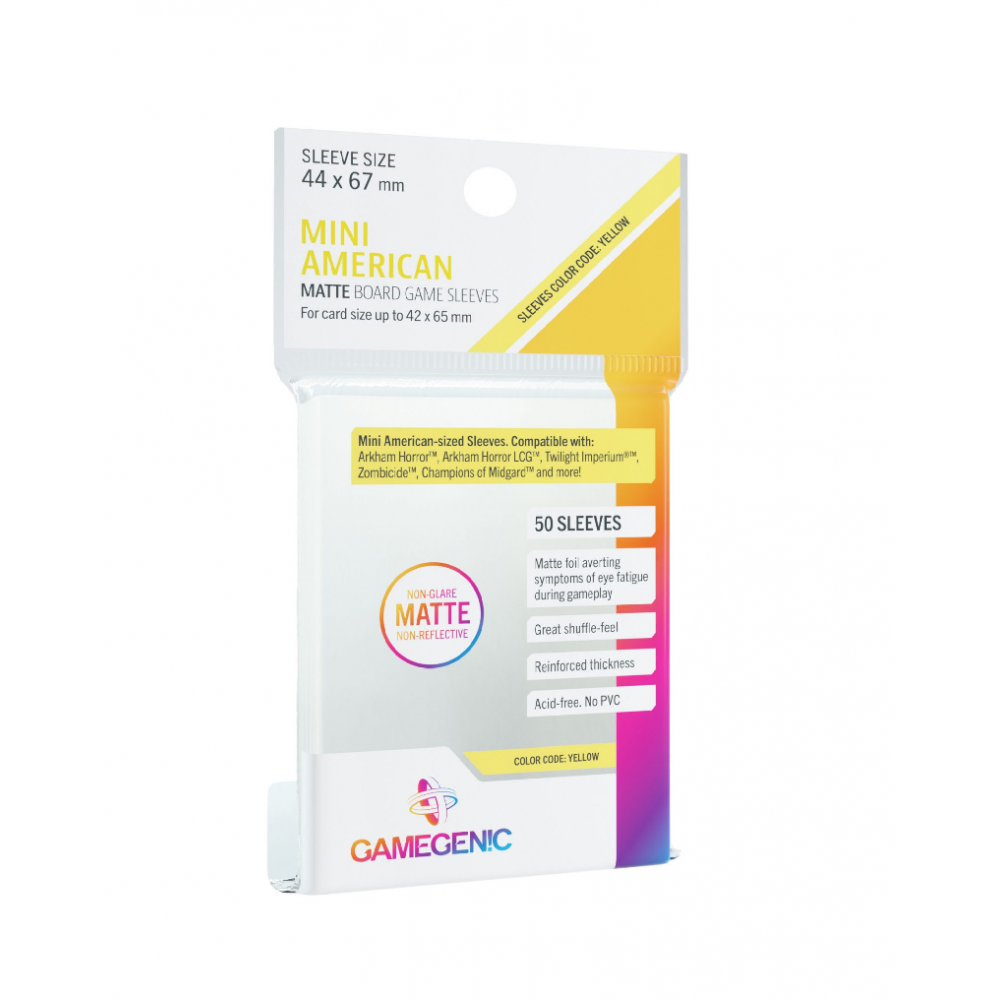 44x68 Card Sleeves 50-Pack Gamegenic Matte Card Sleeves - Mini American Size (44x67mm), Premium Protection 56x87 Card Sleeves 44x68 Card Sleeves 50-Pack Gamegenic Matte Card Sleeves - Mini American Size (44x67mm), Premium Protection 56x87 Card Sleeves