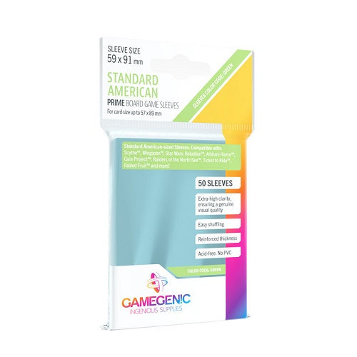 Gamegenic - PRIME Standard American-Sized Sleeves 59 x 91 mm - Clear (50 Sleeves)