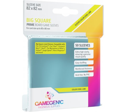 Gamegenic - PRIME Big Square-Sized Sleeves 82 x 82 mm - Clear (50 Sleeves)