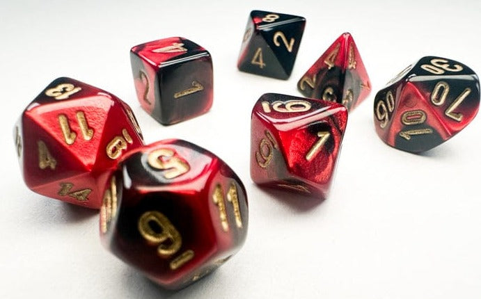 Chessex Gemini Mini-Polyhedral Black-Red/gold 7-Die Set