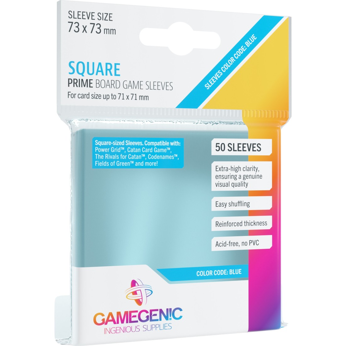 Gamegenic - PRIME Square-Sized Sleeves 73 x 73 mm - Clear (50 Sleeves)