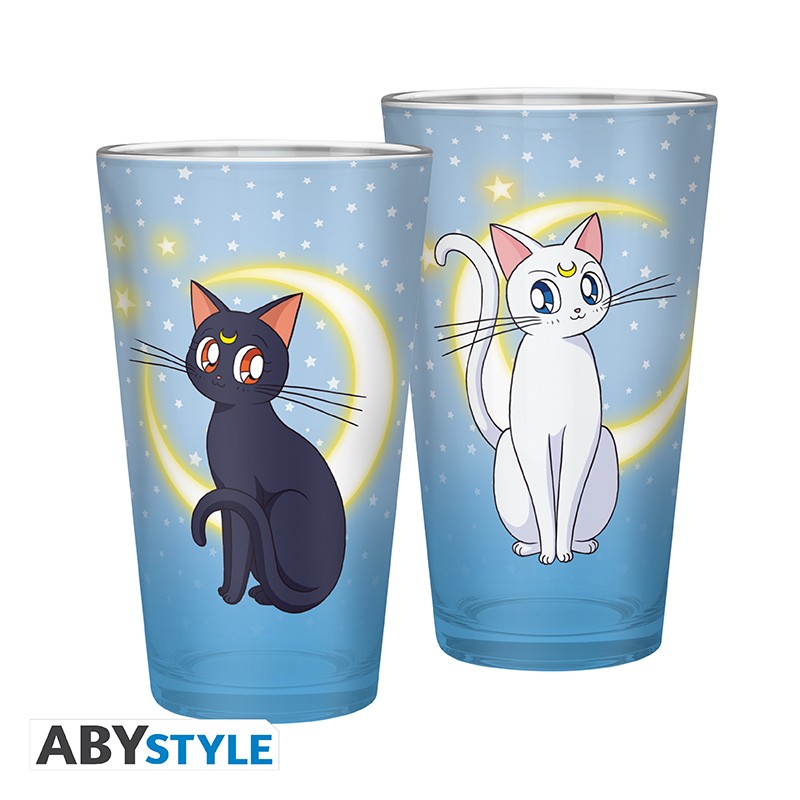 SAILOR MOON - Large Glass - 400ml - Luna & Artemis